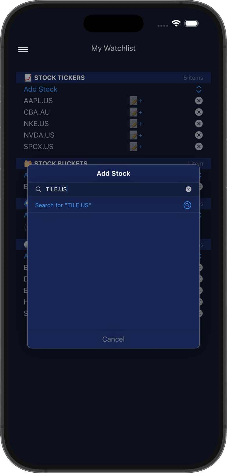 Search Ticker